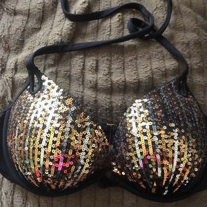 36 D VS Swim suit top Worn 1 time sequins